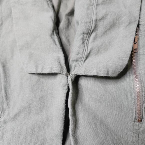 Chocolate USA Sage Green Linen Blazer Juniors Size Medium Zip Pockets Hook Close - Picture 7 of 11